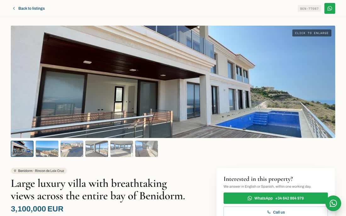 Property page with its own gallery and structured data